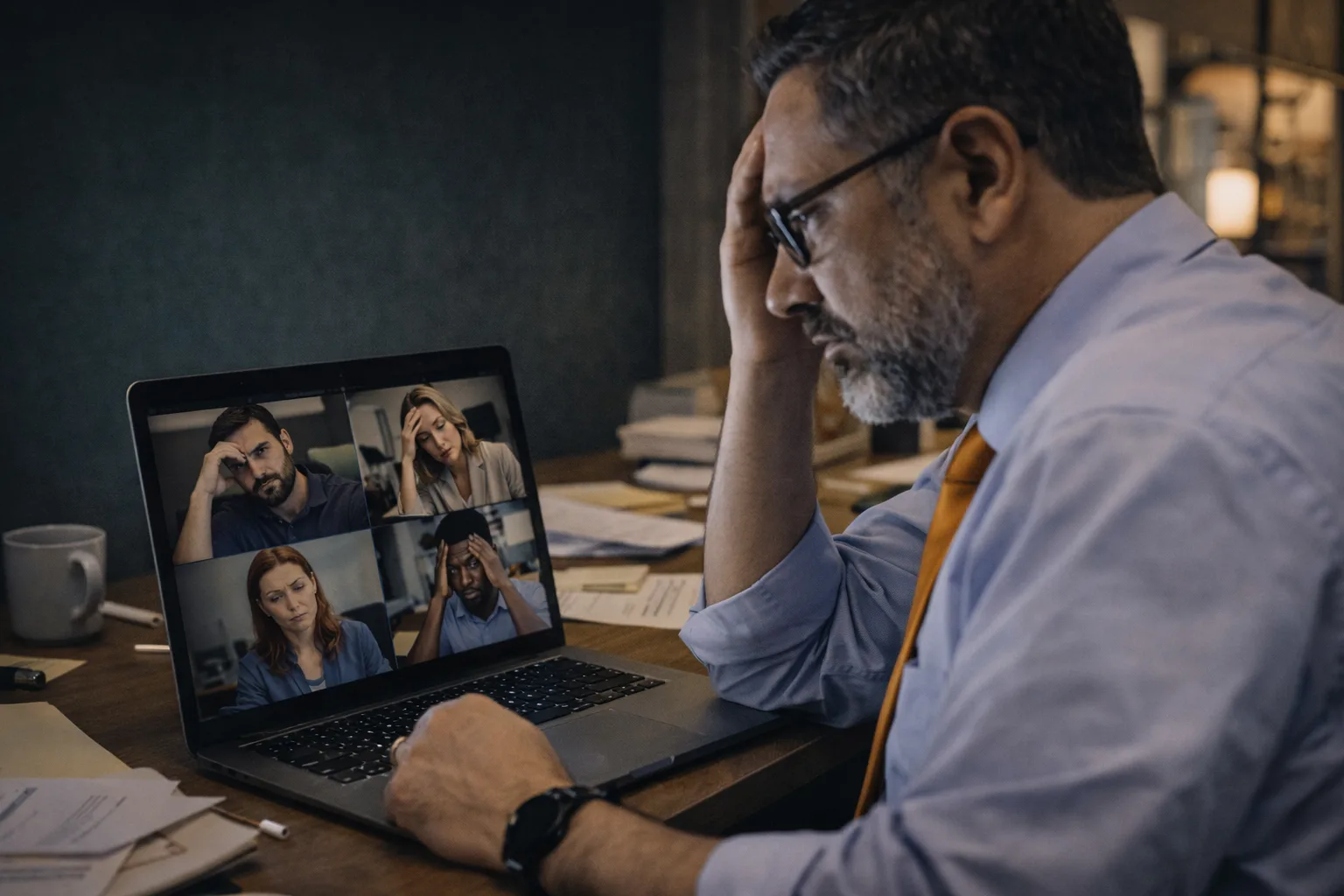 Equipo en videollamada desconectado y sin colaboración real