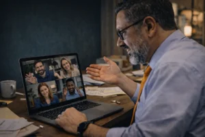 Equipo distribuido colaborando efectivamente con herramientas ágiles